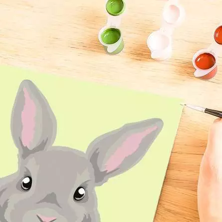 CreArt Niedliches Kaninchen - Malen nach Zahlen für Kinder ab 7 Jahren