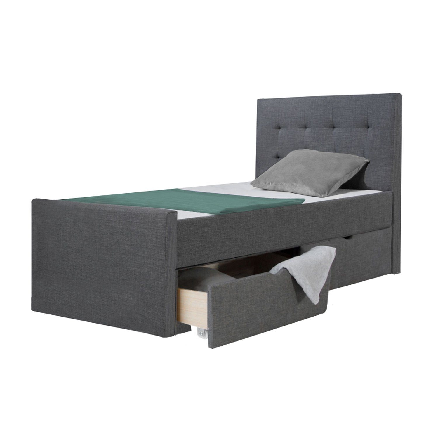 Homestyle4u Polsterbett Doppelbett Stoffbett Bettgestell mehrere Größen Lattenrost anthrazit