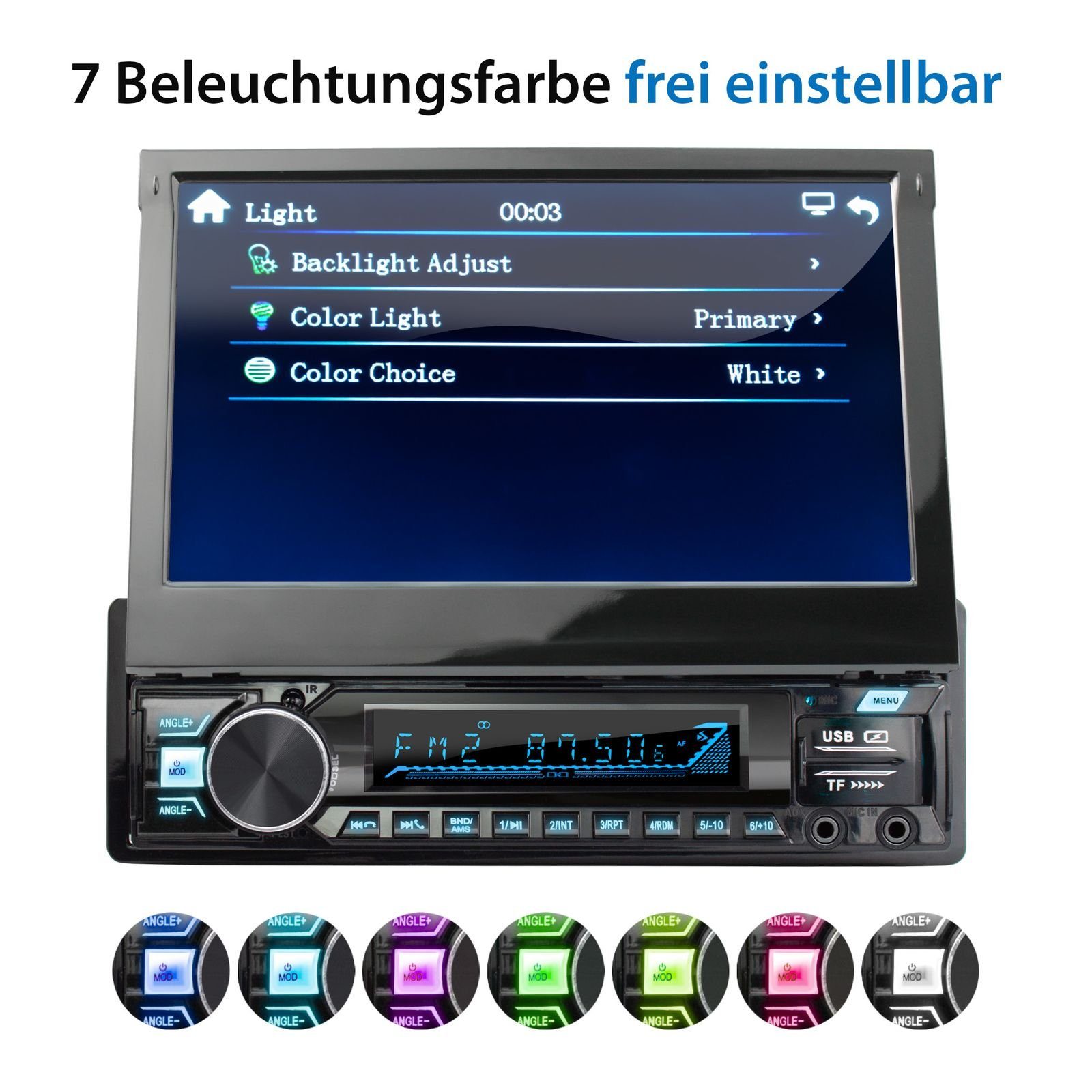 XOMAX XM-V779 Autoradio mit 7 Zoll Touchscreen Bildschirm Bluetooth, 1 DIN Autoradio