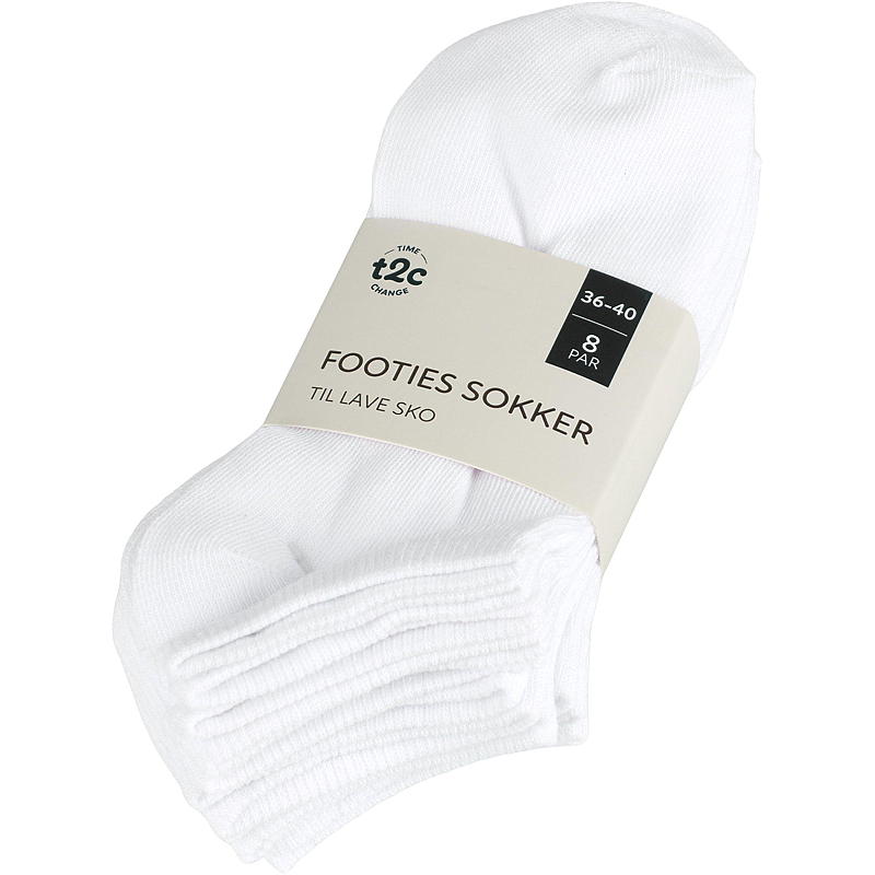 Time 2 Change Footies 8-pk str 36/40, hvit