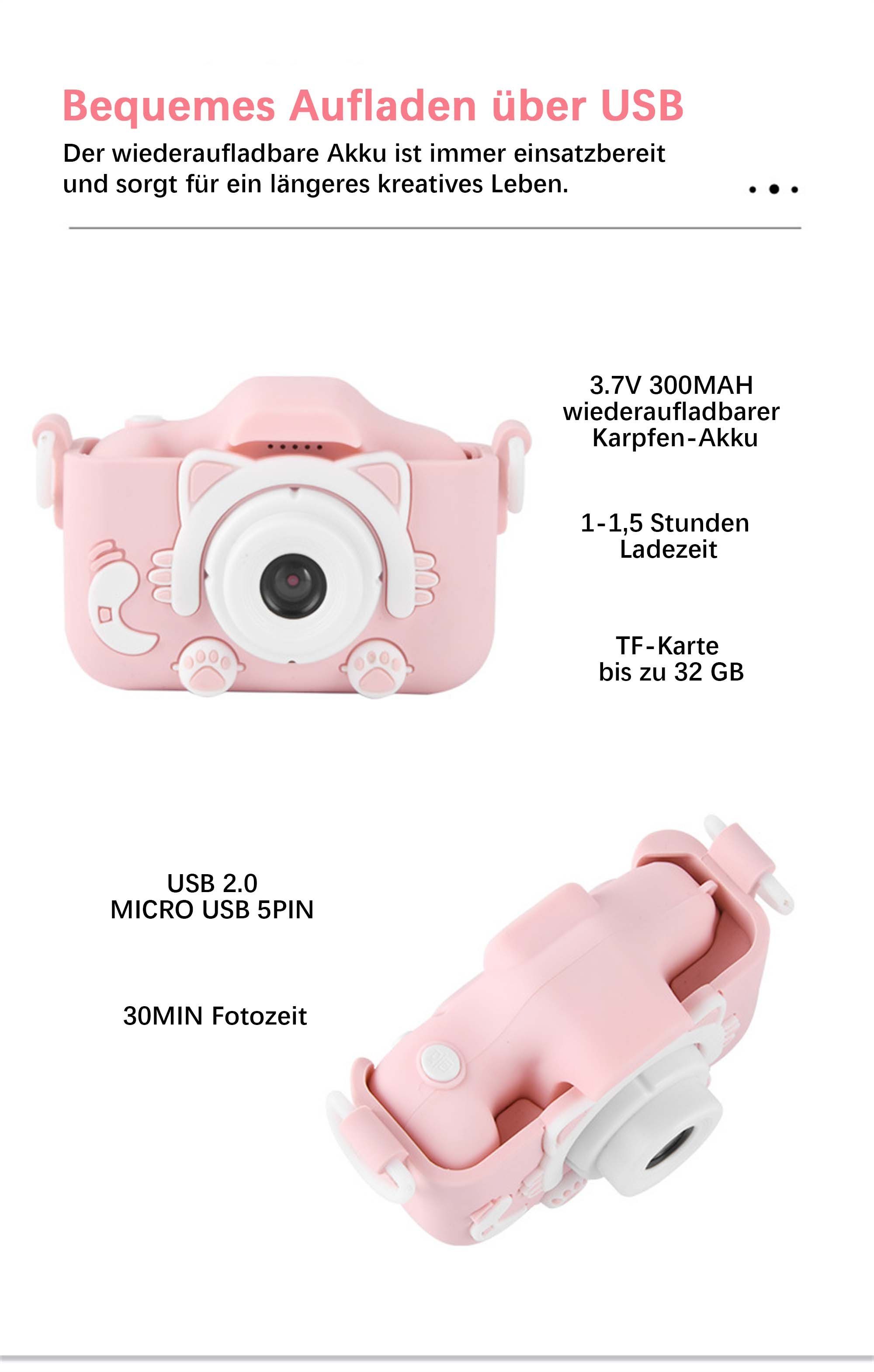 Yoyaxi ZXJ3 Sofortbildkamera (inkl. 90 Grad Weitwinkelobjektiv, 2-Zoll-HD-IPS-Bildschirm, zum Schutz der Augen)
