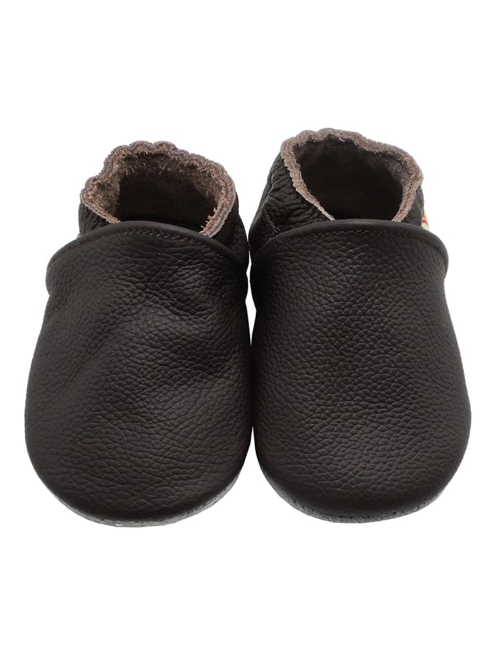 Yalion Leder-Krabbelschuhe in Schokobraun günstig kaufen