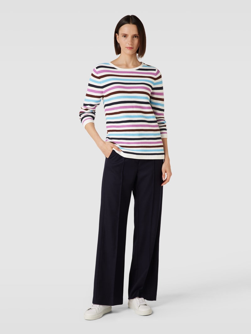 Strickpullover mit Streifenmuster in offwhite