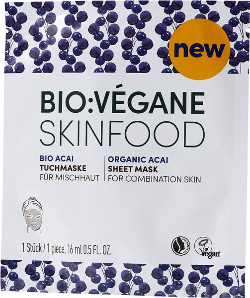 Bio:Végane Skinfood Bio Acai Mischhaut Tuchmaske