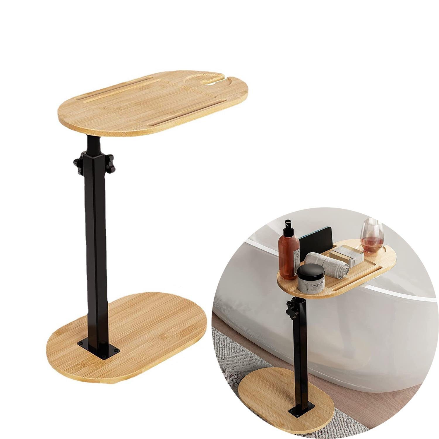 TOPMELON Beistelltisch Klappbarer Laptoptisch Sofatisch Wannenablage holz