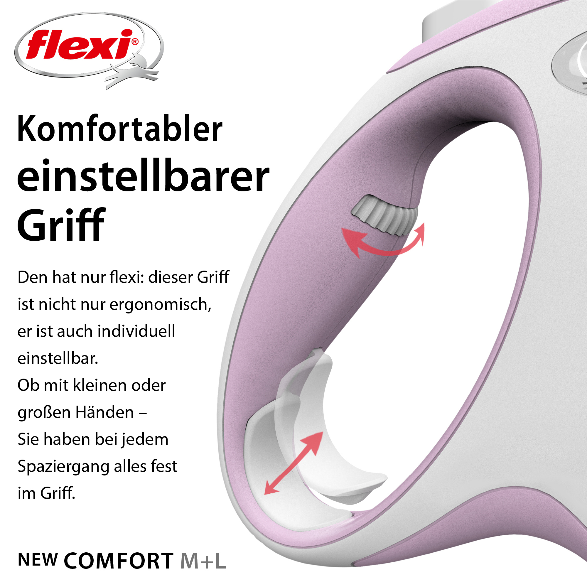 Flexi Hundeleinen Flexi New Comfort Gurt rosa M, 5 m, 25 kg