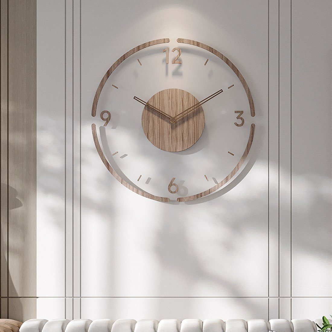 OUIN Wanduhr 35 cm Wanduhr aus Massivholz, dekorative Wanduhr für das Wohnzimmer