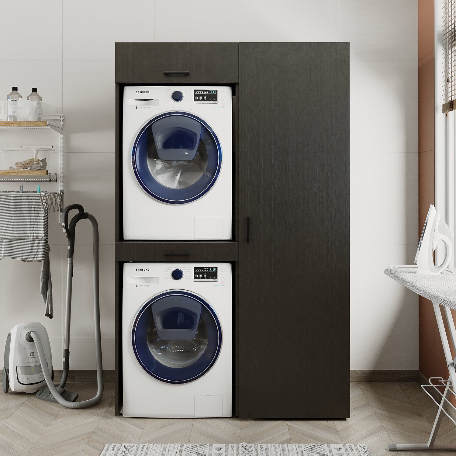 Roomart Waschmaschinenumbauschrank (Waschmaschinenschrank für Trockner und Waschmaschine Überbauschrank)