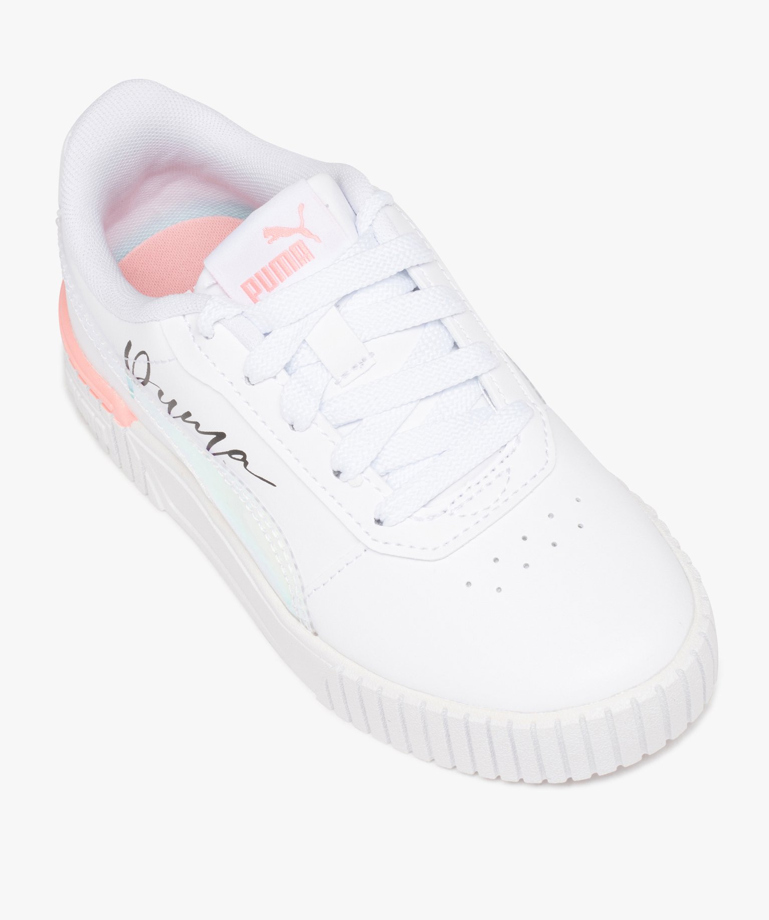 Baskets fille unies à lacets avec détails métallisés - Puma blanc | GEMO