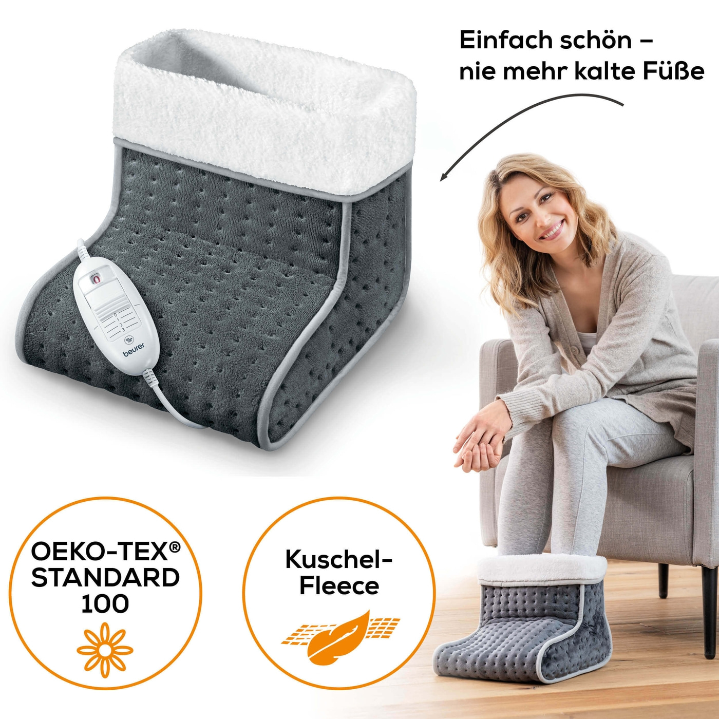 Beurer Fußwärmer FW 20 Cosy-Atmungsaktive Fußheizung mit 3 Temperaturstufen