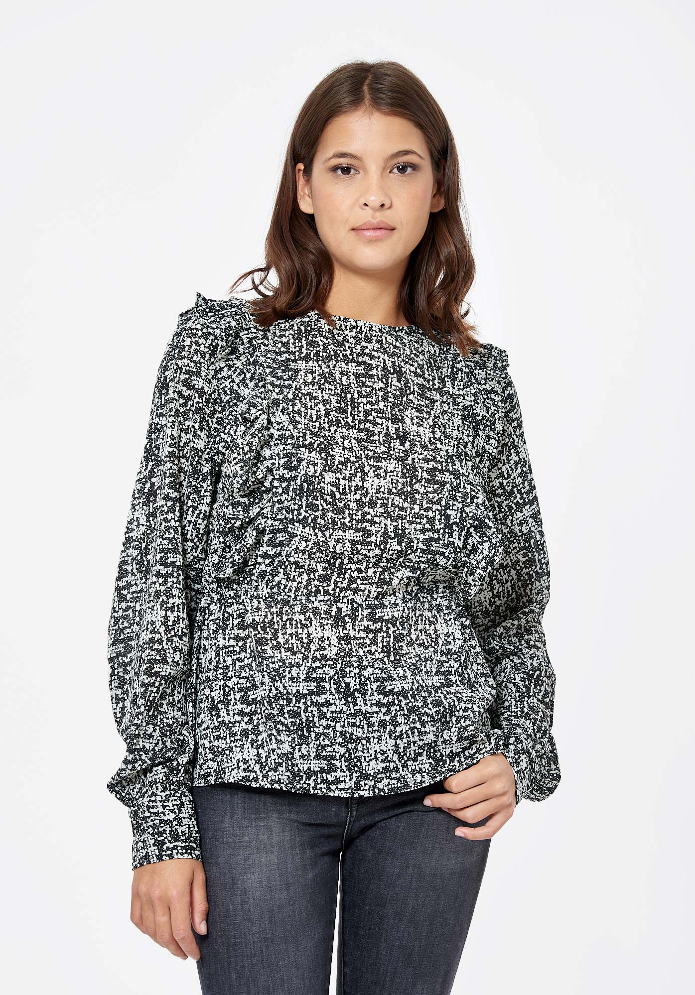 NEXT   Blouse noire et blanche Femme