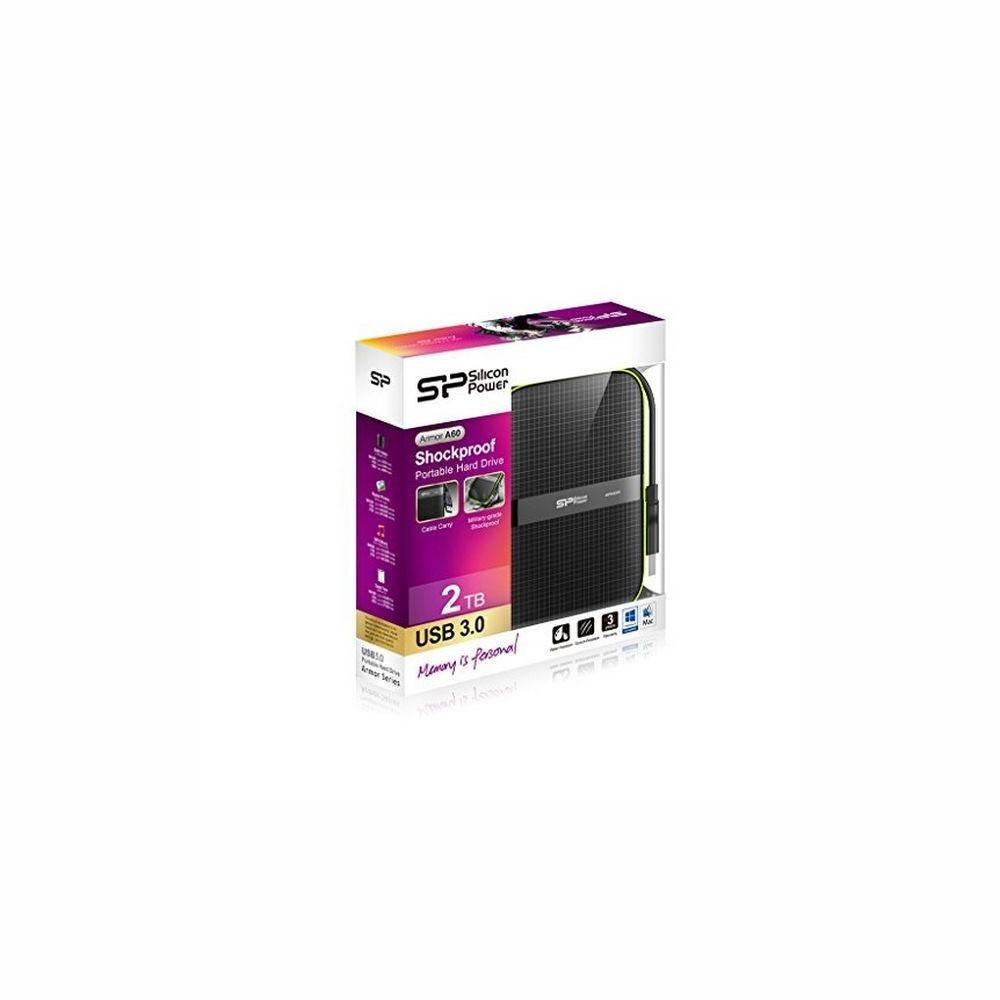 SILICON POWER Externe Festplatte Silicon Power A60 25 USB 30 2 TB Anti-shock Waterpr interne Gaming-SSD