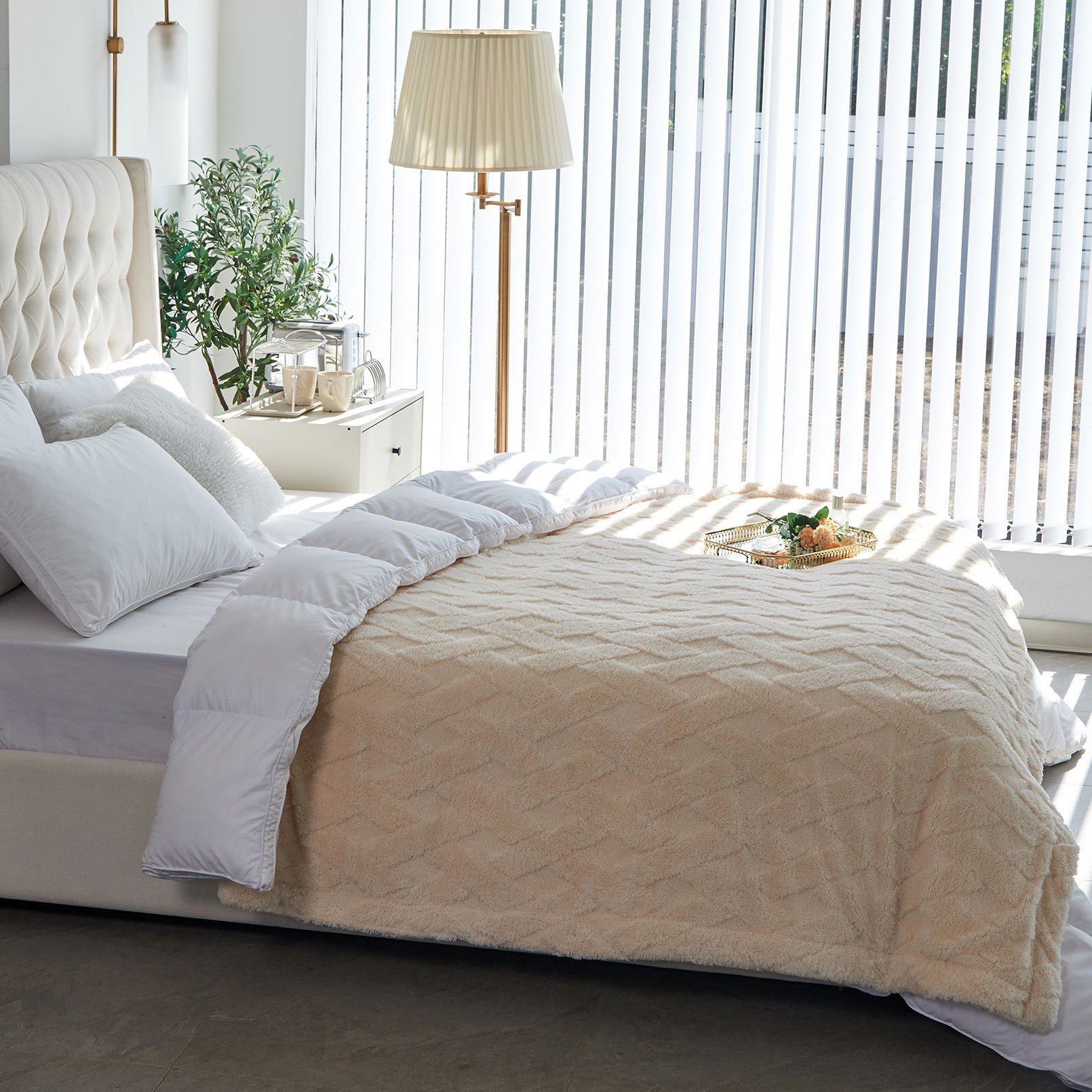 Wohndecke MT09, KEAYOO, Sherpa Fleece Warm Decke Kuscheldecken für Bett, Sofa und Couch