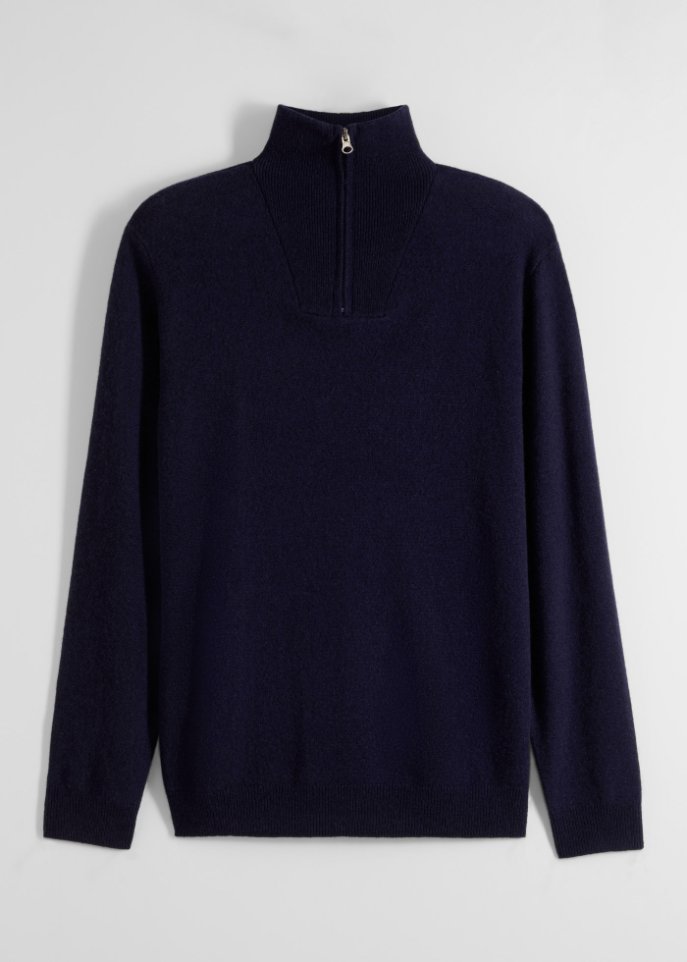 Premium Wollpullover mit Good Cashmere Standard®-Anteil, Troyerkragen