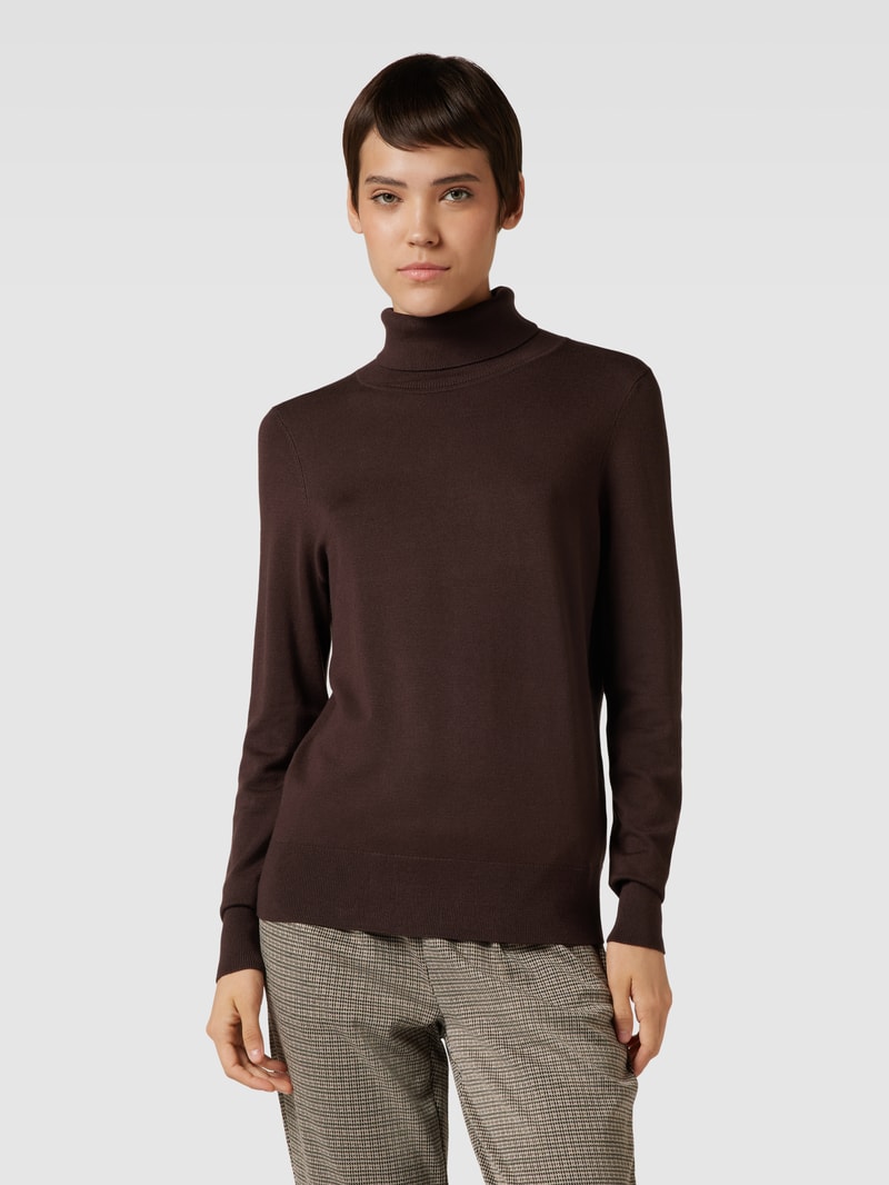 Longsleeve mit Rollkragen in dunkelbraun