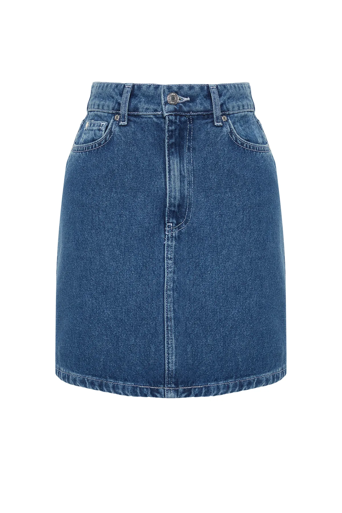 Trendyol Collection  Blauer Mini-Jeansrock mit hoher Taille TWOSS24ET00063