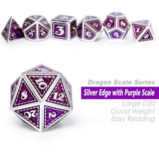 Metal & Enamel Dice Set Amethyst (7)
