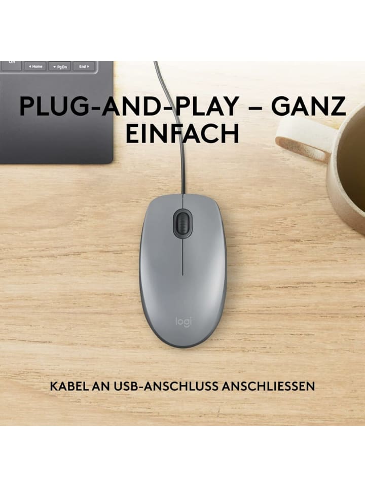Logitech M110 Silent Maus für Rechts- und Linkshänder - für ein in Grau günstig kaufen onesize