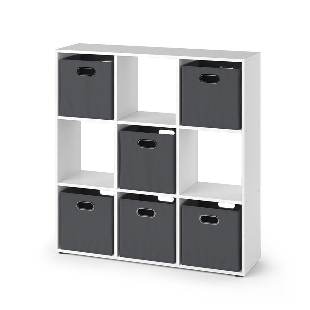 Vicco Raumteiler Würfelregal Standregal NOVE 9 Fächer Weiß inkl. Faltboxen