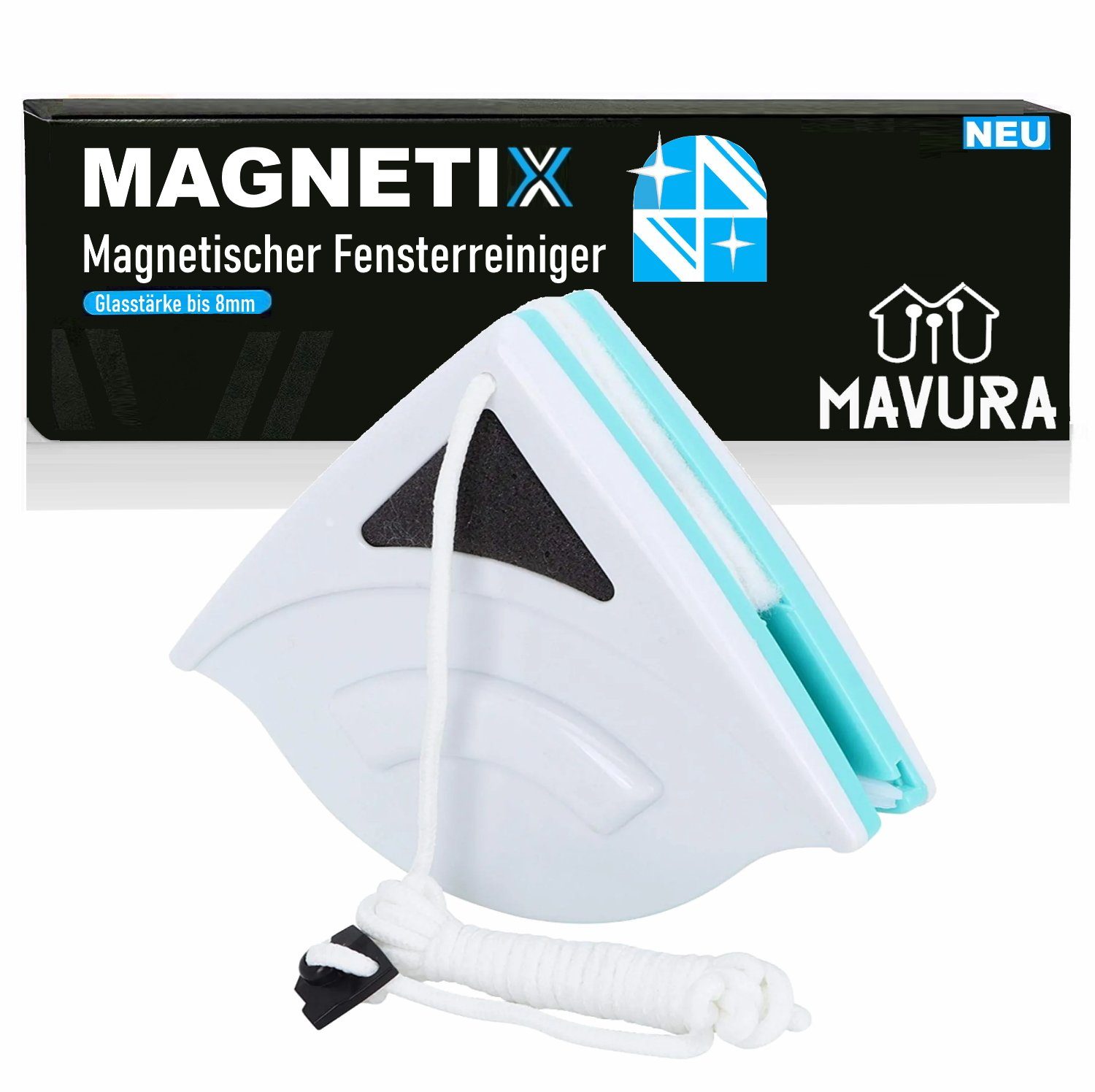MAVURA Fensterreiniger MAGNETIX magnetischer Fensterreiniger Glaswischer Glasreiniger, Auto KFZ Haus Fenster Reiniger Wischer Abzieher