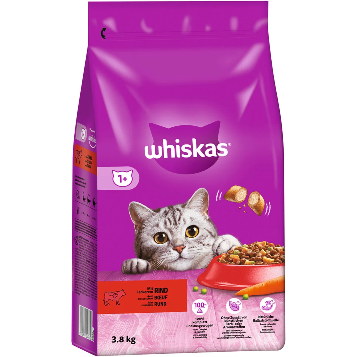 Whiskas Trocken Adult 1+ mit Rind 3,8kg kaufen