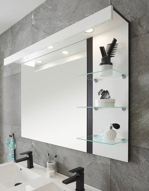 Furn.Design Badmöbel-Set Design-D, (Komplett-Set in weiß Hochglanz, mit Doppelwaschtisch), inkl. Waschbecken und Beleuchtung