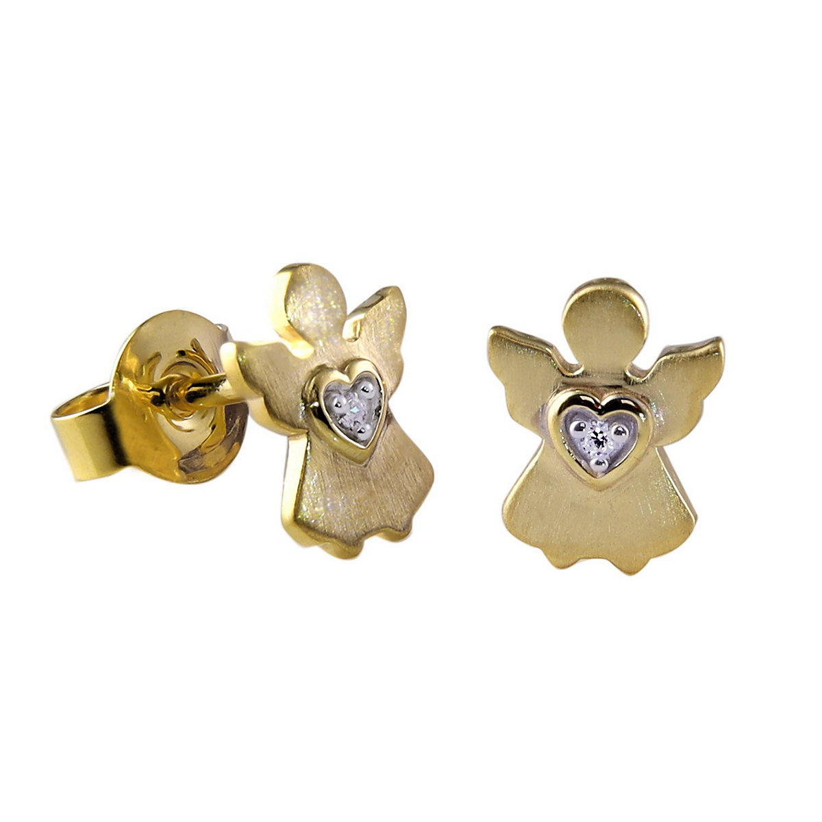 Kinder-Ohrringe Gold 333 / 8K Engel-Ohrstecker Zirkonia Ohrstecker