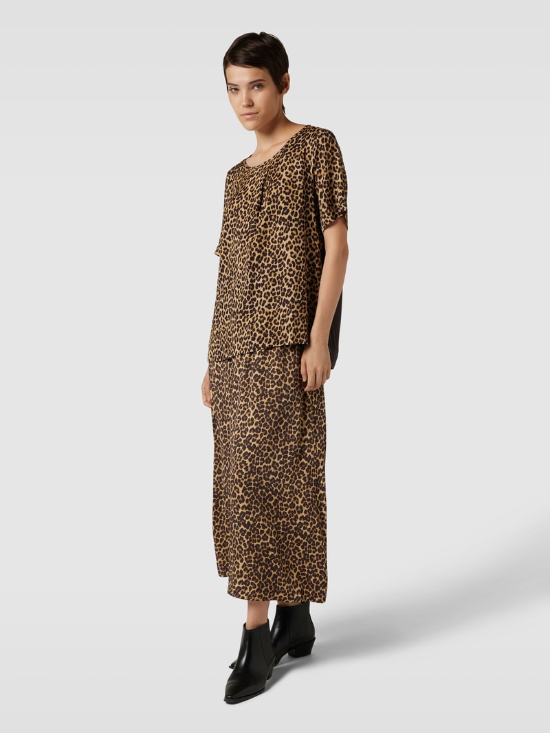Bluse mit Animal-Print in camel
