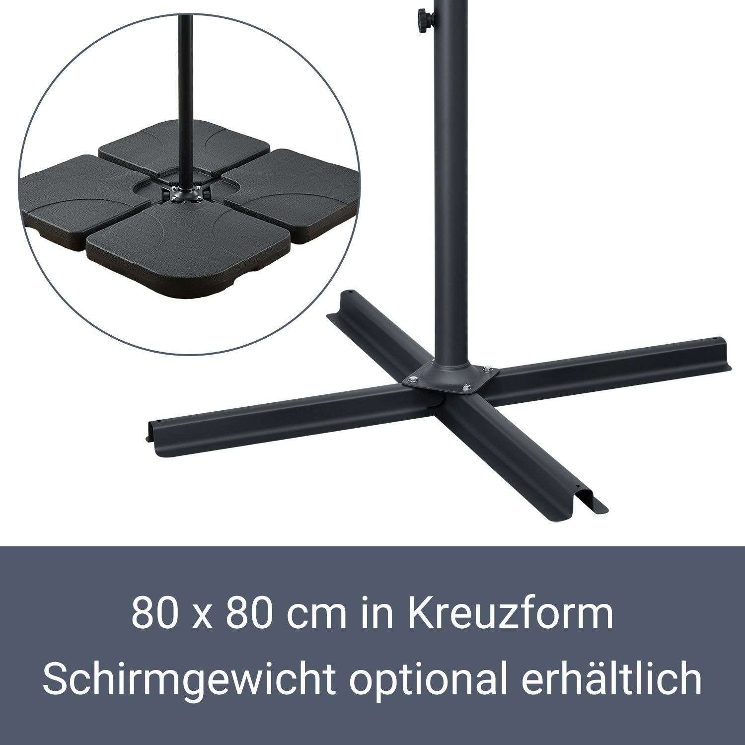 Juskys Ampelschirm Brazil, verstellbarer Neigungswinkel, wasserabweisend, bequeme Handkurbel