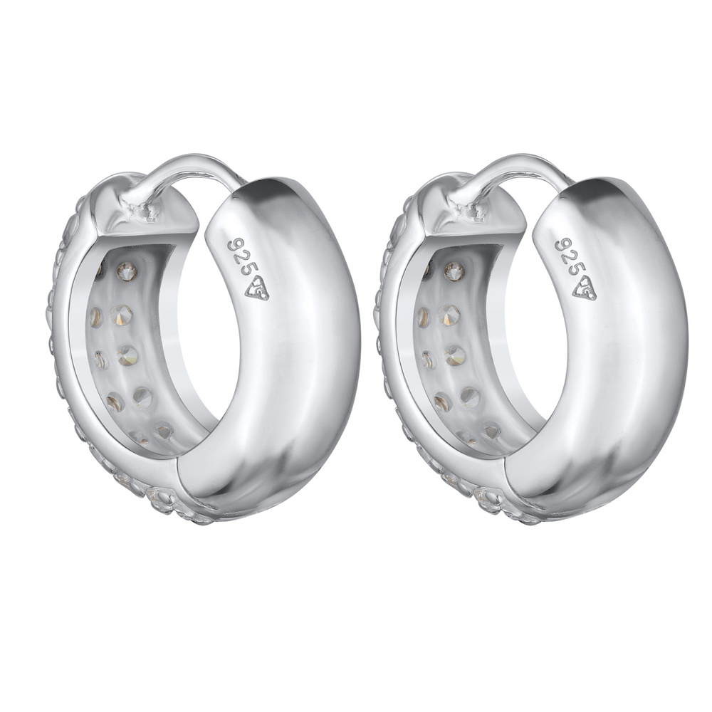 KUZZOI KUZZOI Boucles d'Oreilles Hommes Créoles étincelantes avec zirconium en argent st Boucles d'oreilles
