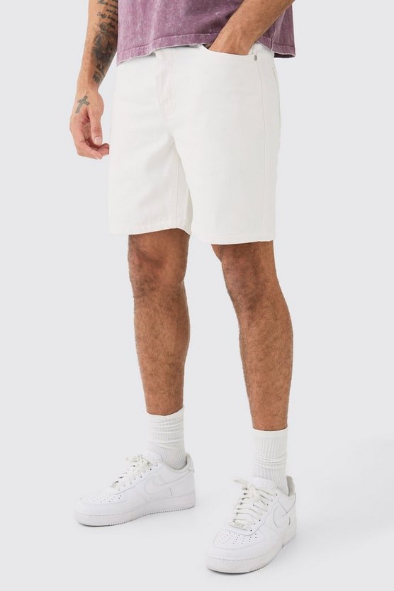 Weiße Slim-Fit Jeansshorts