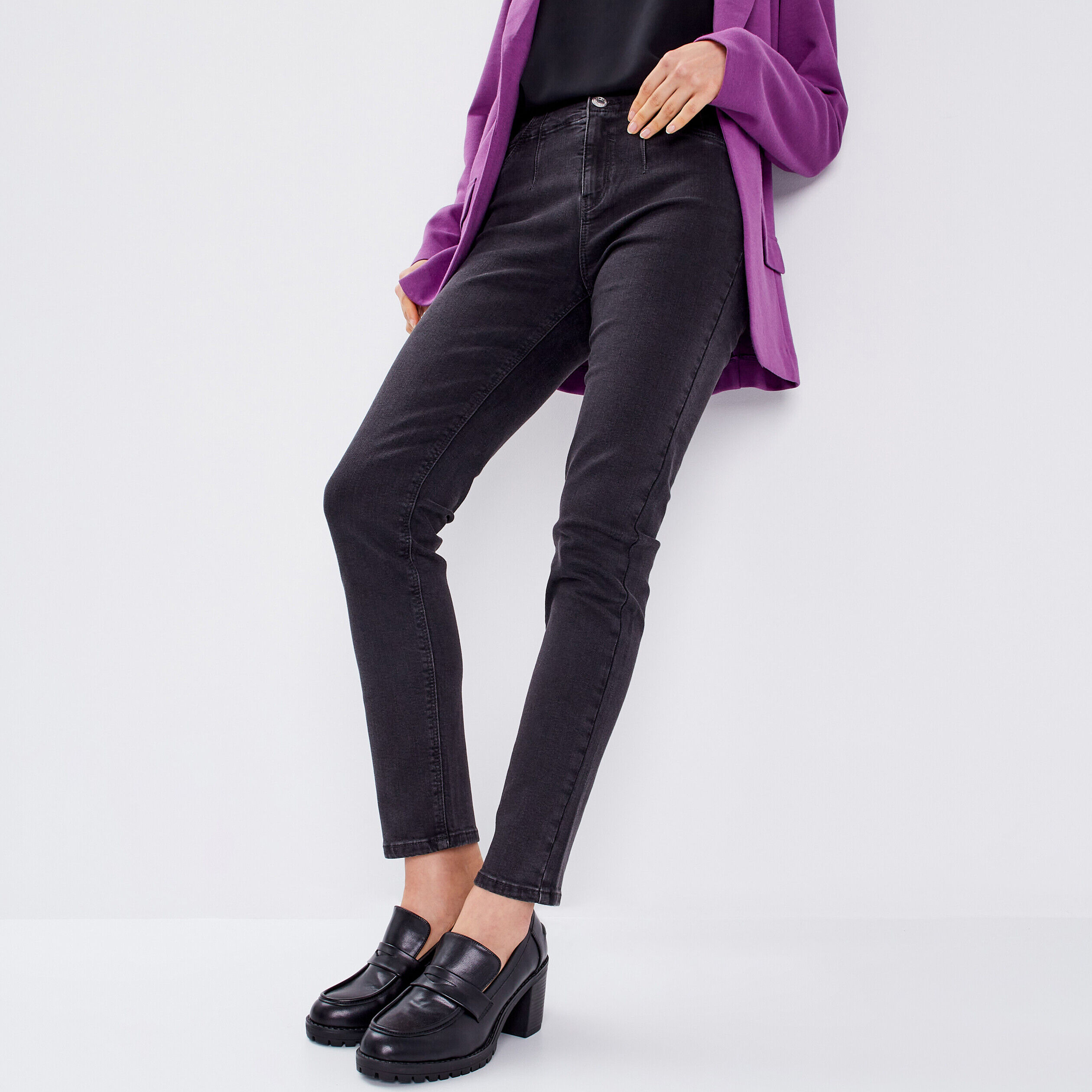 Jeans slim 7/8ème denim noir femme | Cache Cache