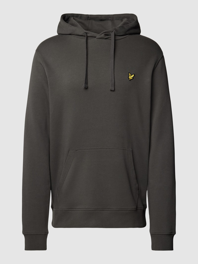 Hoodie mit Motiv-Stitching und Känguru-Tasche in anthrazit