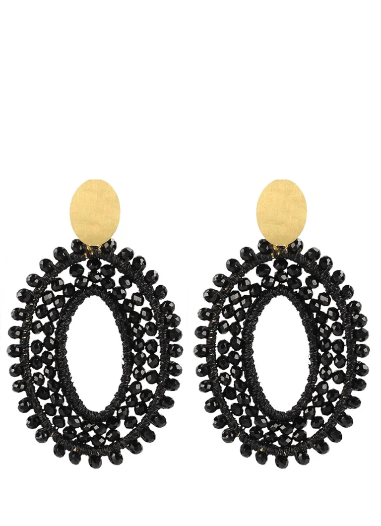 LOTT. gioielli Silk Double Stones M stud earrings with beads
