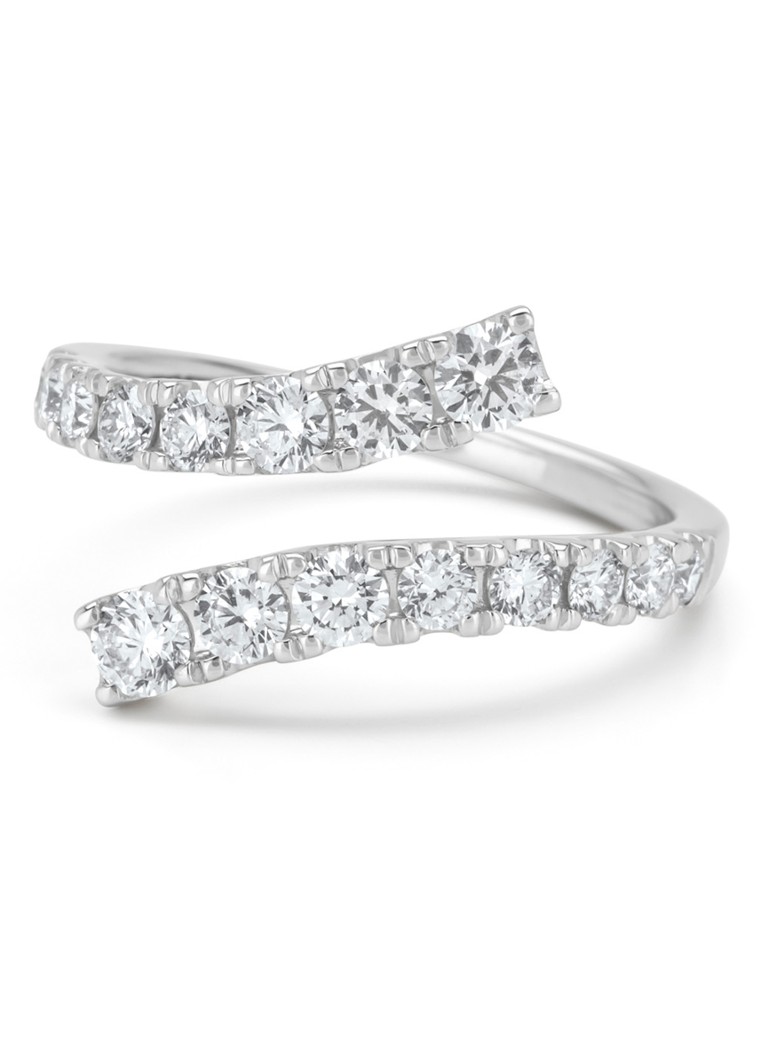 Inel cu vârf de diamant din aur alb, diamant de 0,97 ct, verighetă