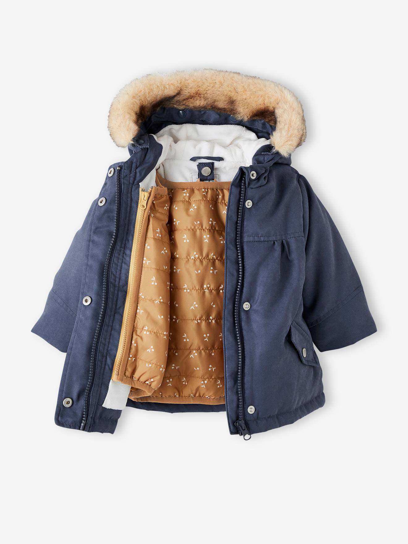 Vertbaudet Mädchen Baby 3-in-1-Jacke, Recycling-Polyester - marine