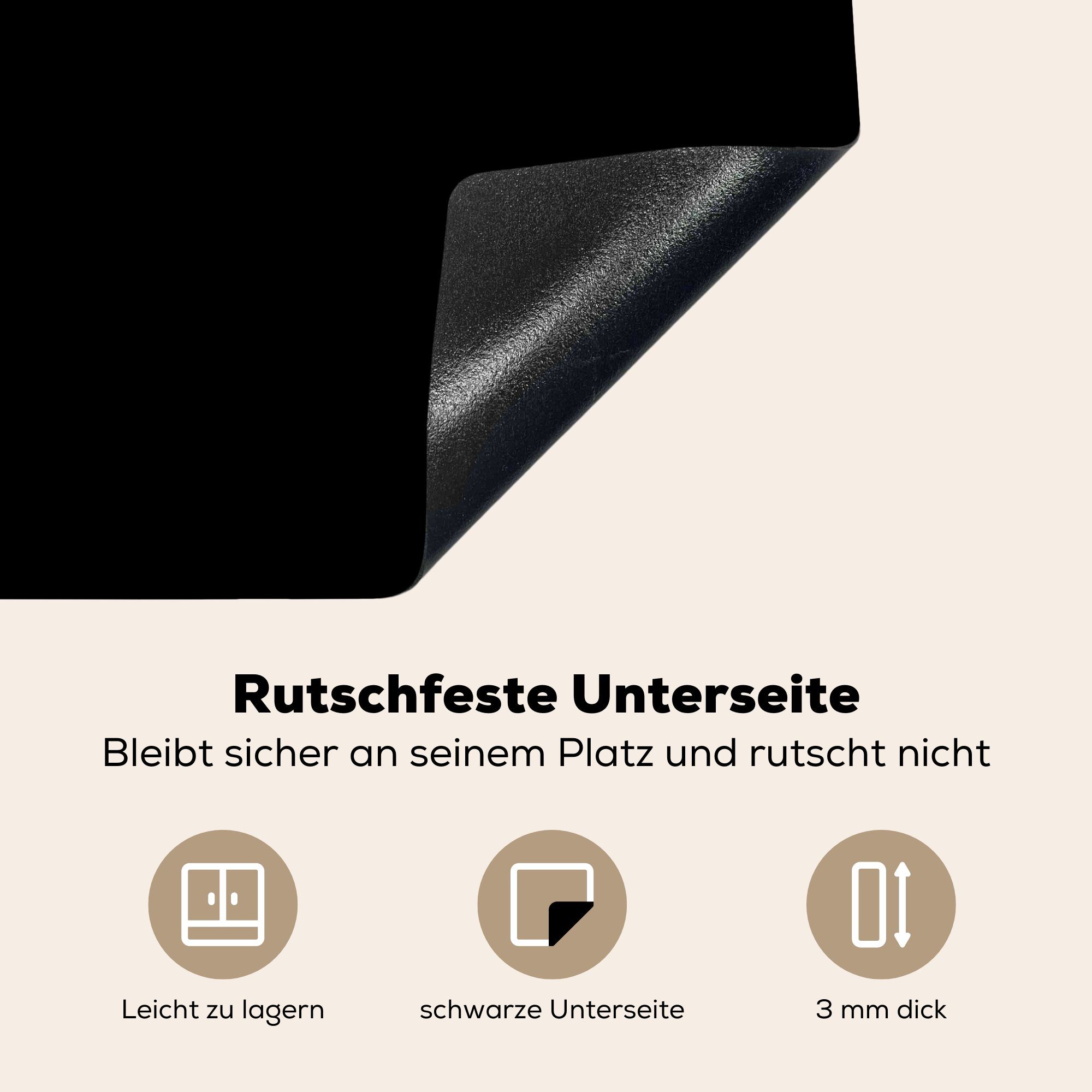 MuchoWow Herdblende-/Abdeckplatte Schwarz - Einfarbig, Vinyl, (1 tlg), 70x52 cm, Mobile Arbeitsfläche nutzbar, Ceranfeldabdeckung