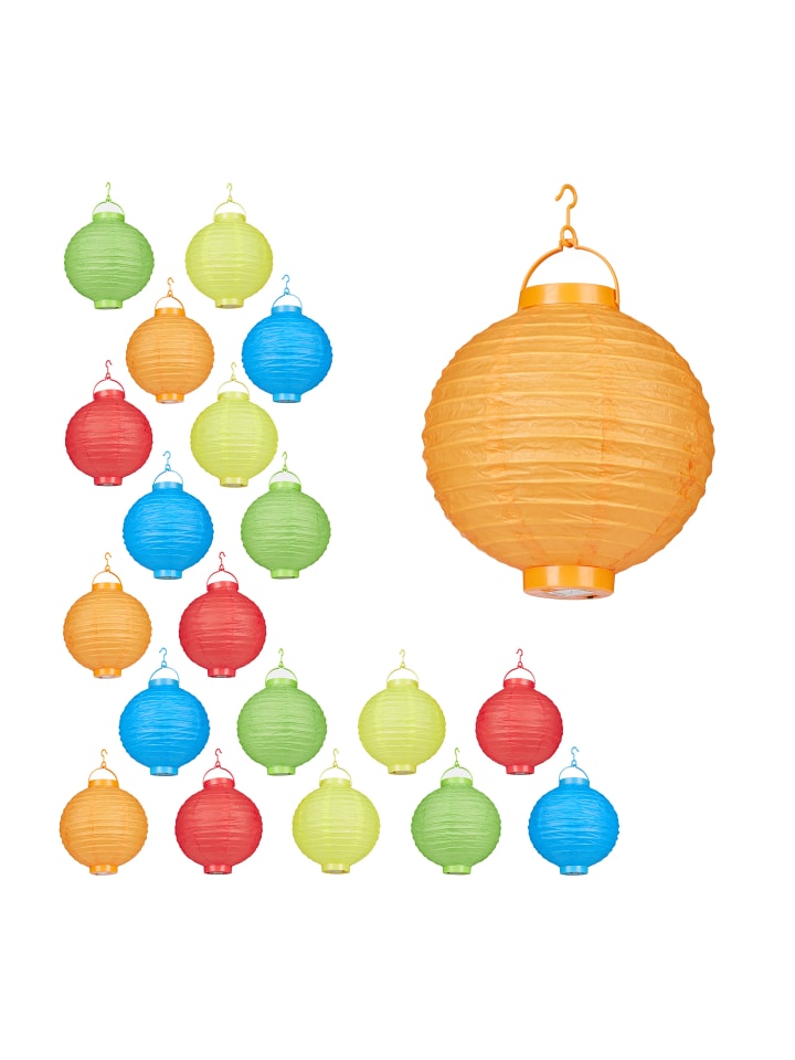 relaxdays 20x LED-Lampions in Mehrfarbig - Ø 20 cm günstig kaufen onesize
