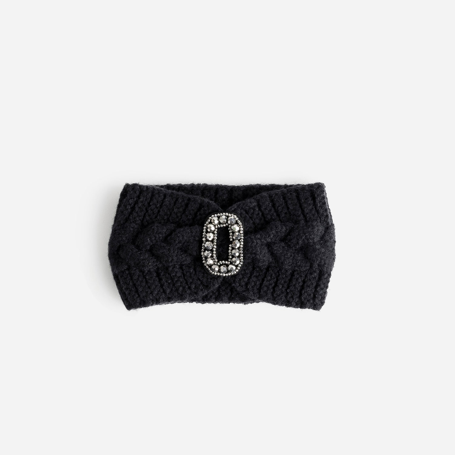 Headband TEXTO noir torsadé avec bijou
