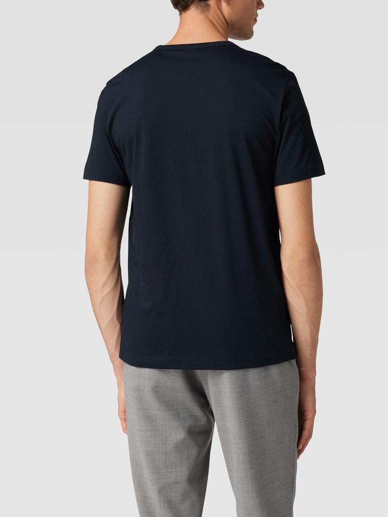 T-Shirt mit Label-Schriftzug Modell 'Tee Curved' in blau