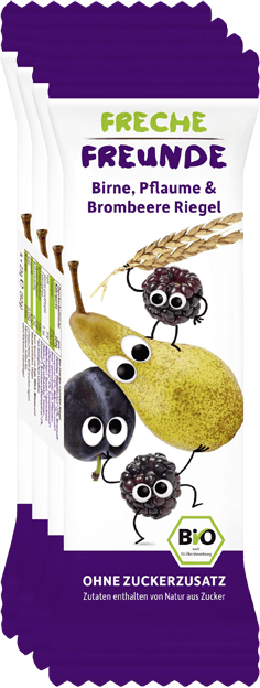 Freche Freunde Bio Fruchtriegel Birne, Pflaume & Brombeere