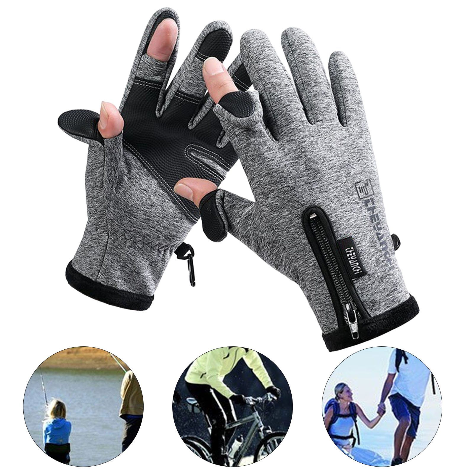 Rutaqian Angelhandschuhe USB elektrische Heizung Angler Handschuhe Thermohandschuhe (Touch Screen ZipperManschetten Fingerspitze Öffnung Fishing Gloves, Einstellbare Temperatur Winter Warme Handschuhe Sporthandschuhe) für Männer Frauen Idee für Eisfi