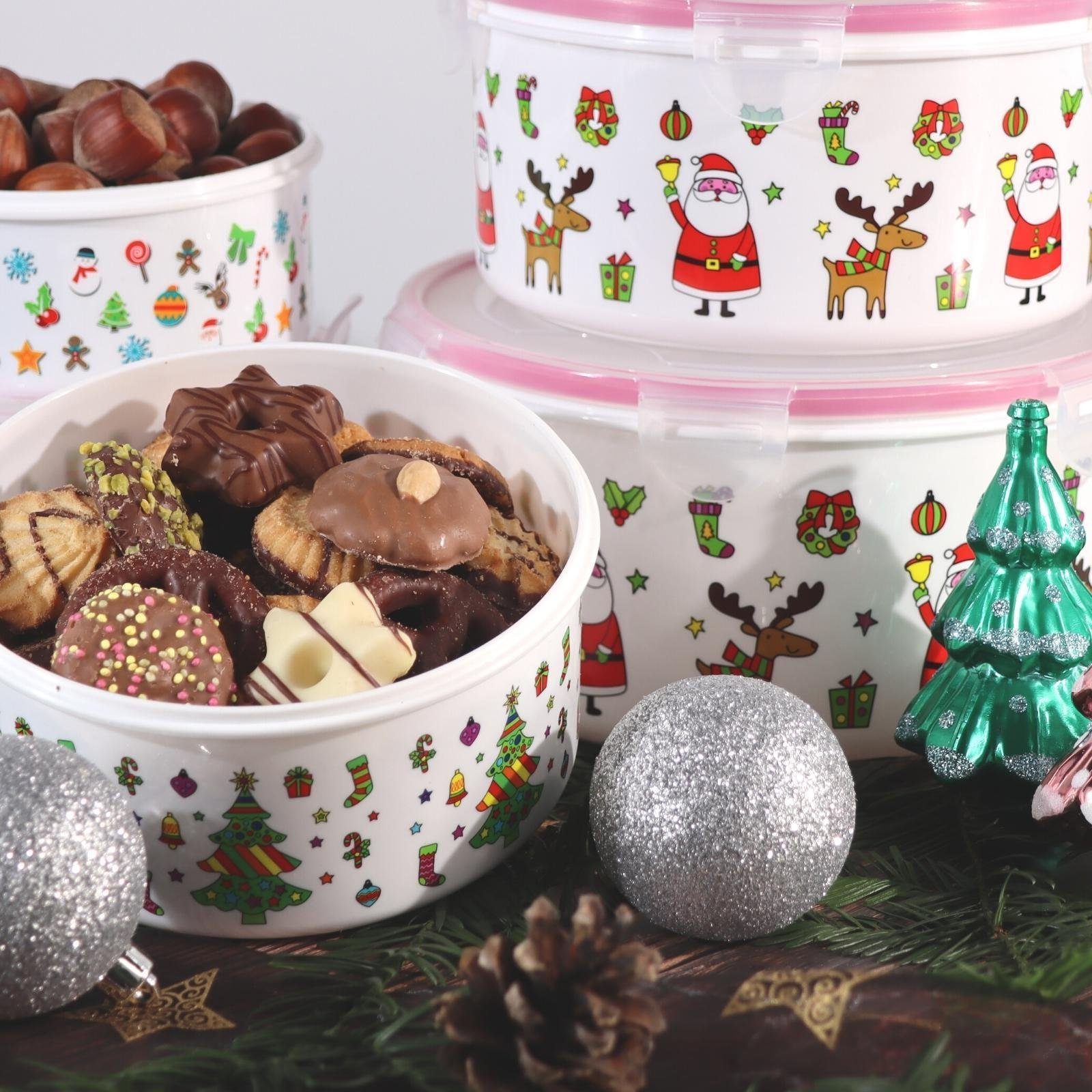 Plentyfy Frischhaltedose Weihnachtsbox, Polypropylen, (Set, 5-tlg., 5 tlg), klickverschluss auslaufsicher luftdicht