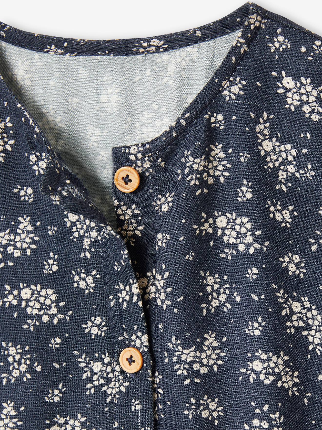Vertbaudet Mädchen Kleid, Blumen Oeko-Tex - marine