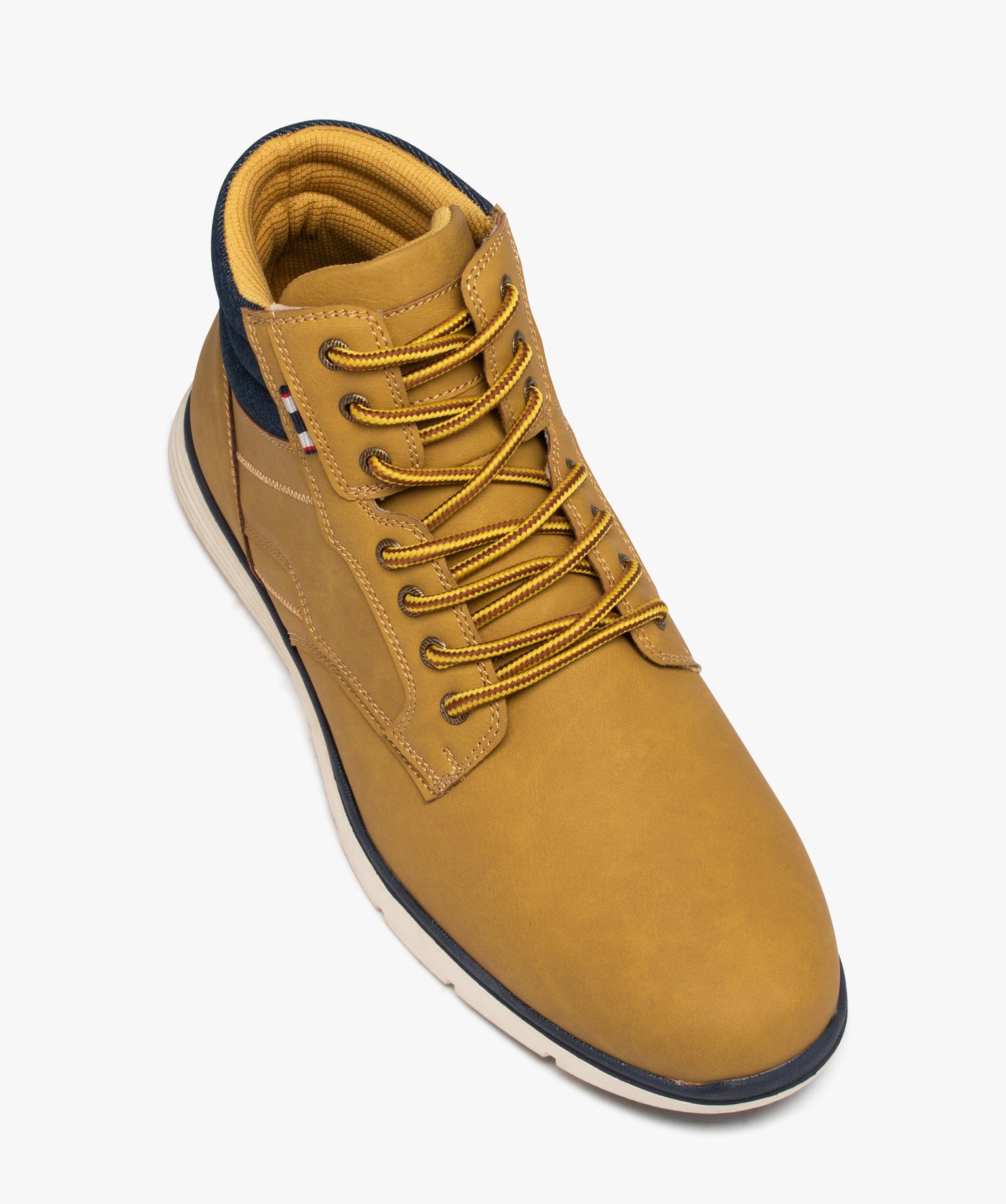 Baskets homme mid-cut avec col rembourré style denim camel | GEMO