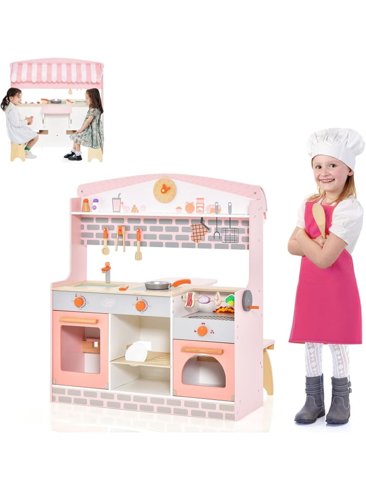 COSTWAY 2 in 1 Spielküche in Rosa günstig kaufen 91 cm