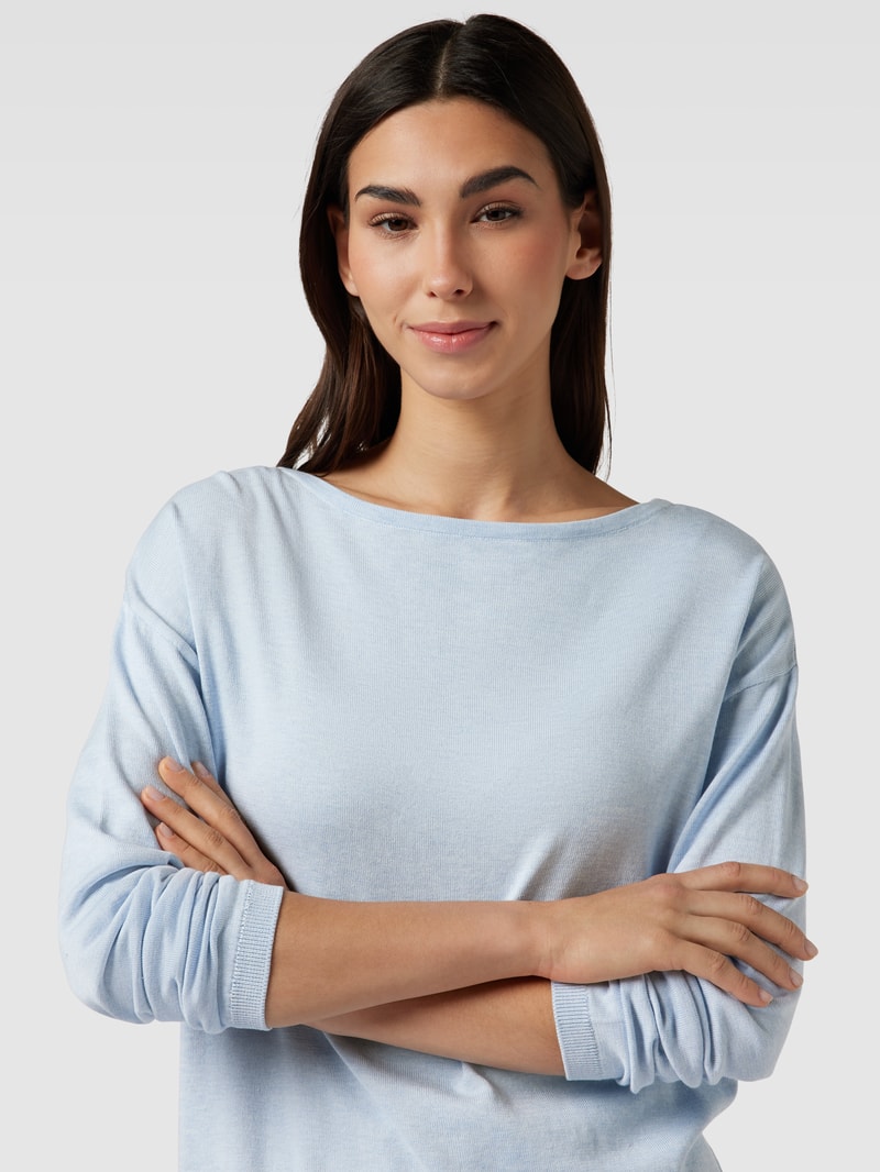 Strickpullover mit U-Boot-Ausschnitt Modell 'BERGA' in hellblau