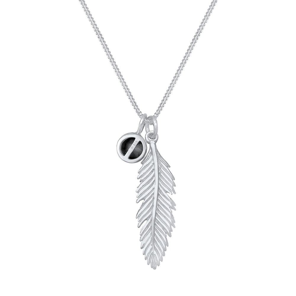 Elli Elli by Julie & Grace Collier Femme Plume Cristal en Argent Sterling 925, Collier collier