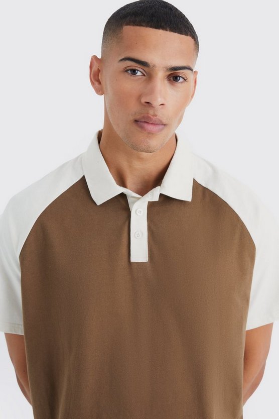 Kastiges Oversize Raglan Poloshirt