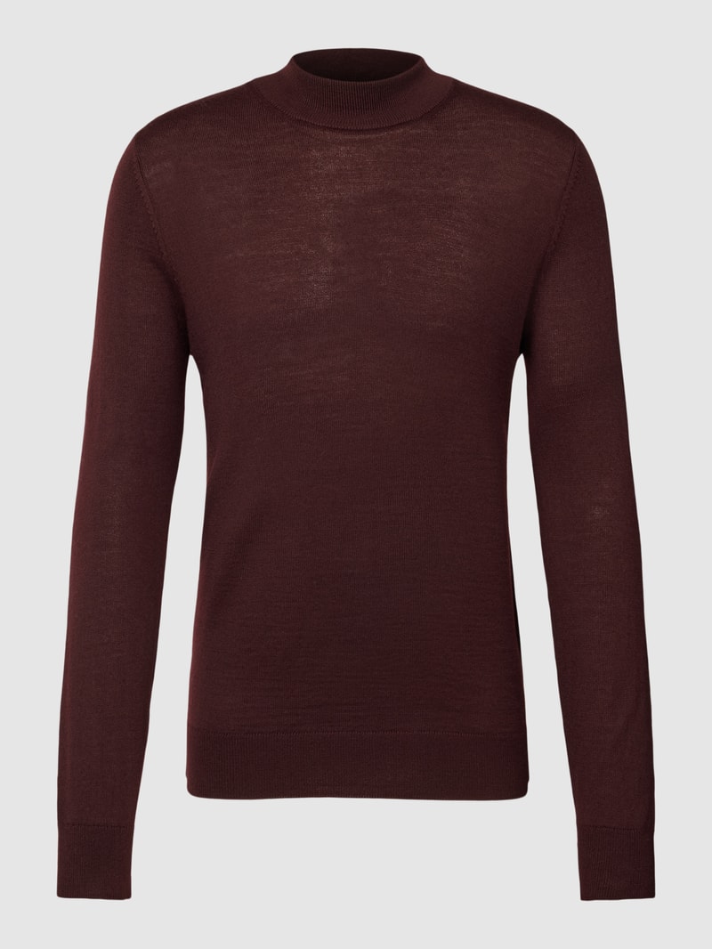 Strickpullover mit Rollkragen in bordeaux rot